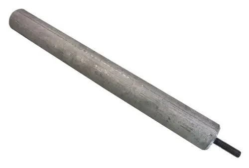 Silberner Metallzylinder mit Gewinde an einem Ende, ohne sichtbare Markierungen, dargestellt auf hellem Hintergrund. Ein Produkt von Bosch.